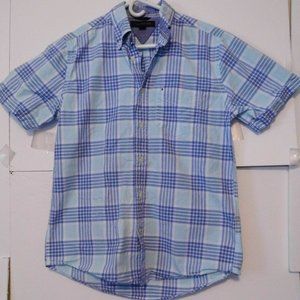 Tommy Hilfiger Men's Blue Plaid S/P Short Sleeve